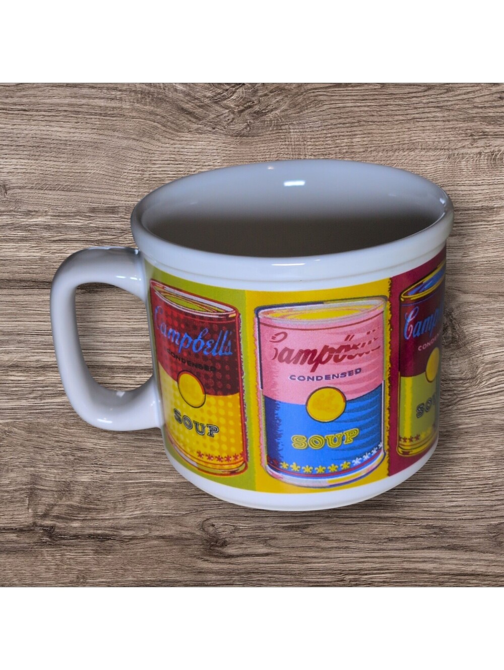 Andy Warhol Style Campbell Soup Large Coffee Mug 1998 Houston Harvest Vintage